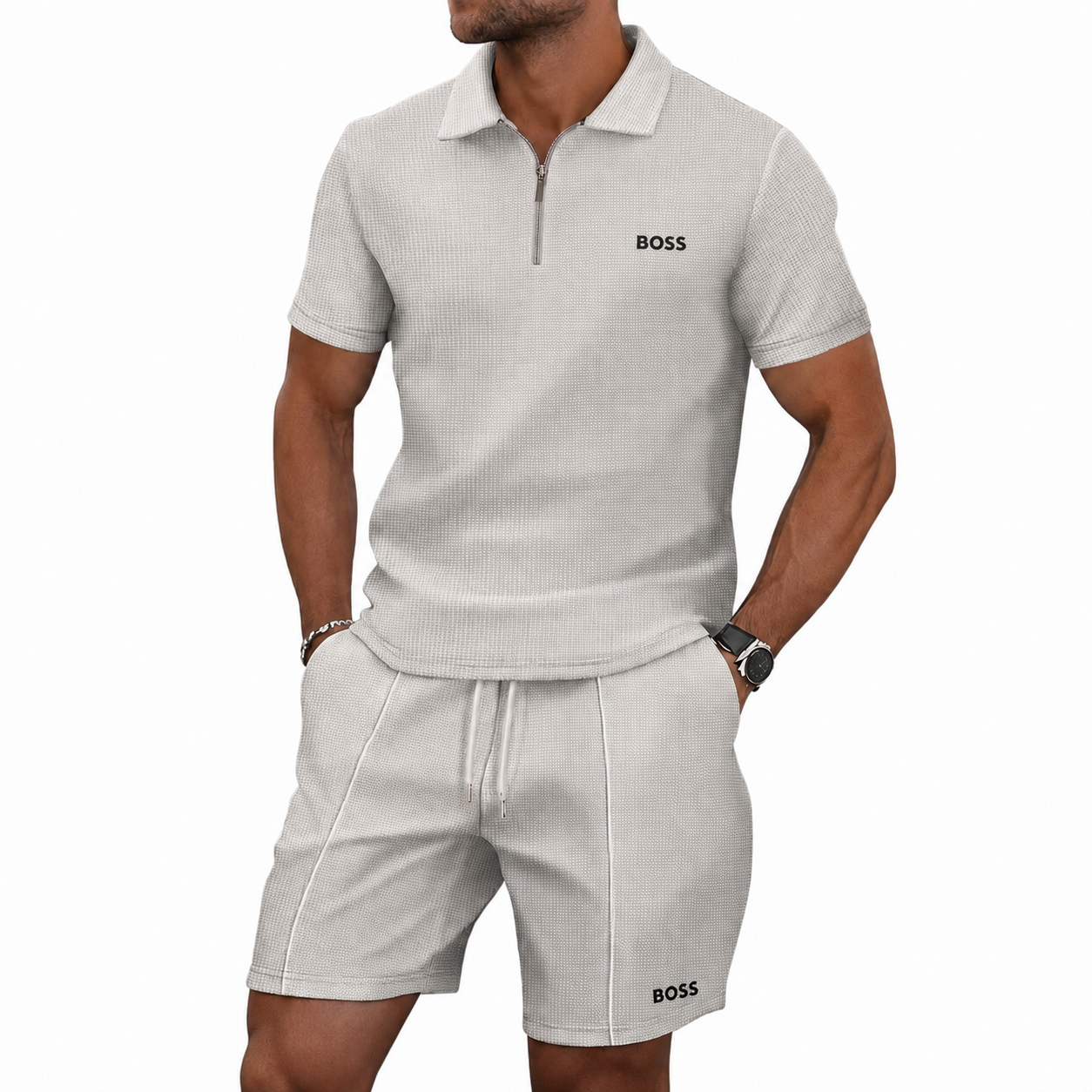 Sportliches Zip-Polo-Set