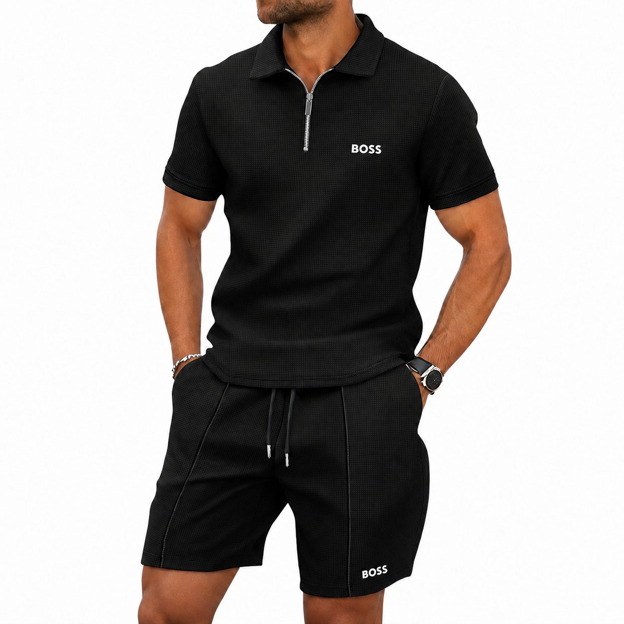 Sportliches Zip-Polo-Set
